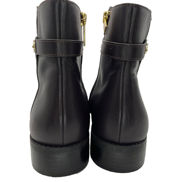 Michael Kors FINLEY Chocolate Brown Flat Bootie Ankle Boots Flat Size 9M USED - Picture 2 of 10